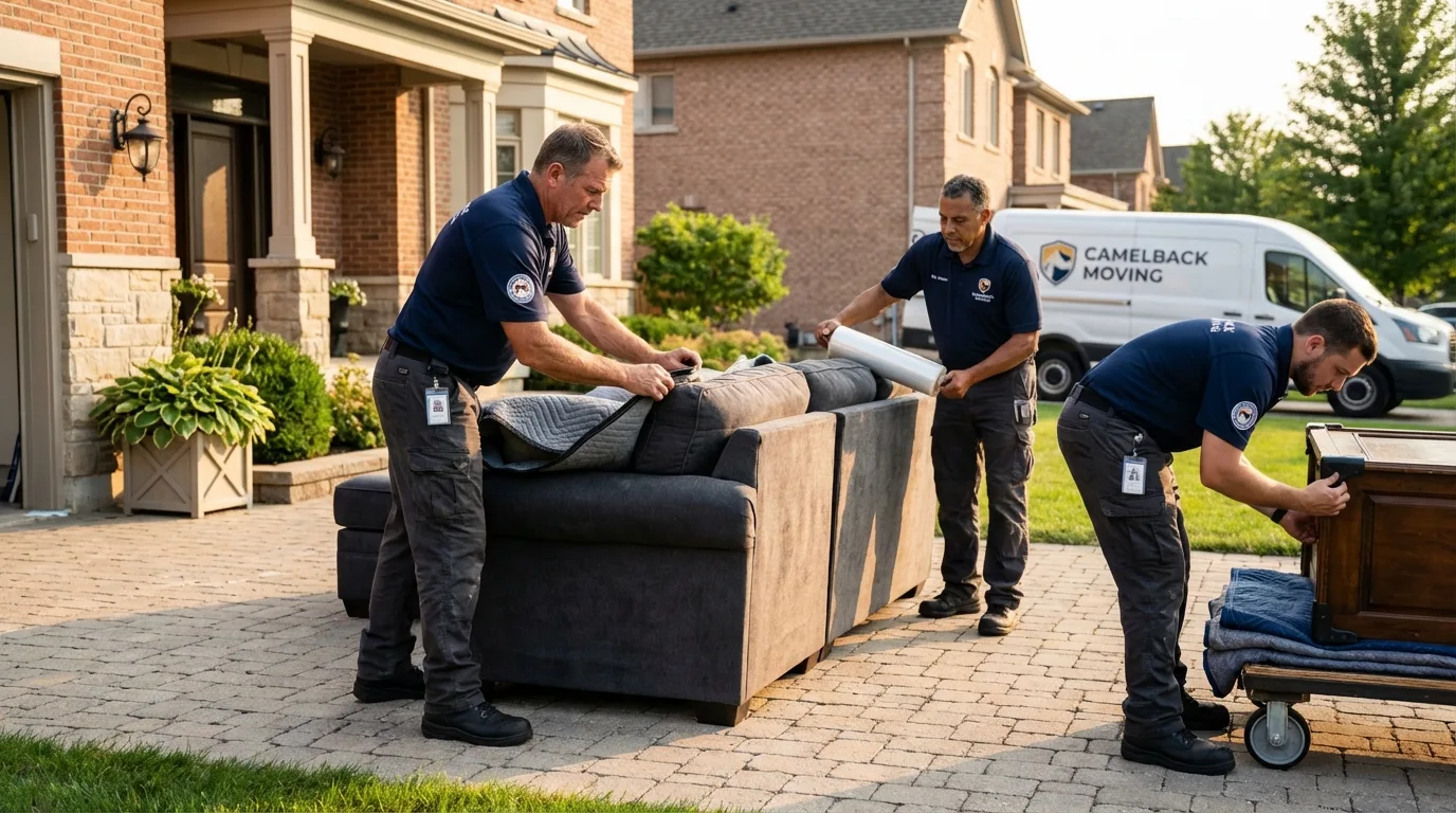 Large estate moving crew wrapping furniture in Aplington, IA