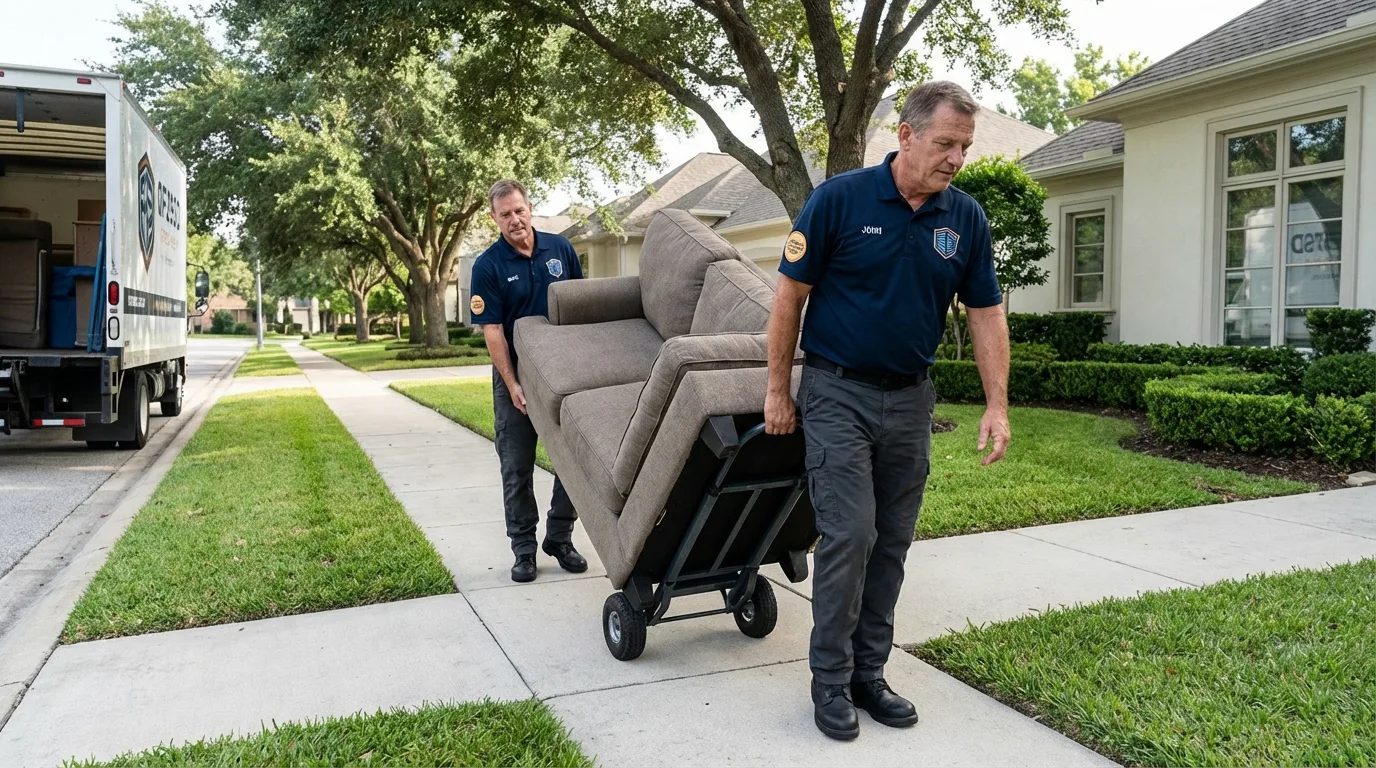 Local residential moving crew loading furniture in Aplington, IA